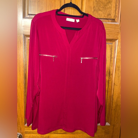 Susan Graver Tops - Susan Graver Burgundy Top with Black Trim